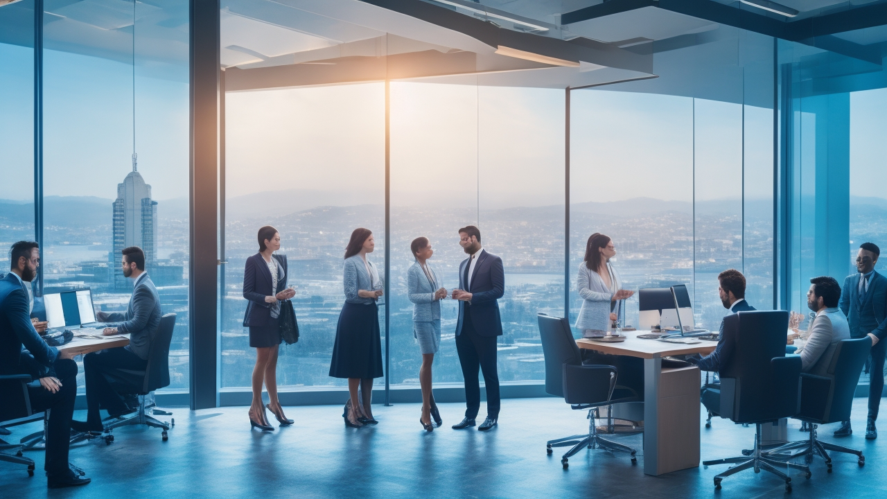 A cinematic, editorial-style image of a diverse group of confident tech entrepreneurs collaborating in a modern Istanbul office with Turkish cityscape visible through large windows, symbolizing legal compliance and innovative startup growth in Turkey’s technology sector.