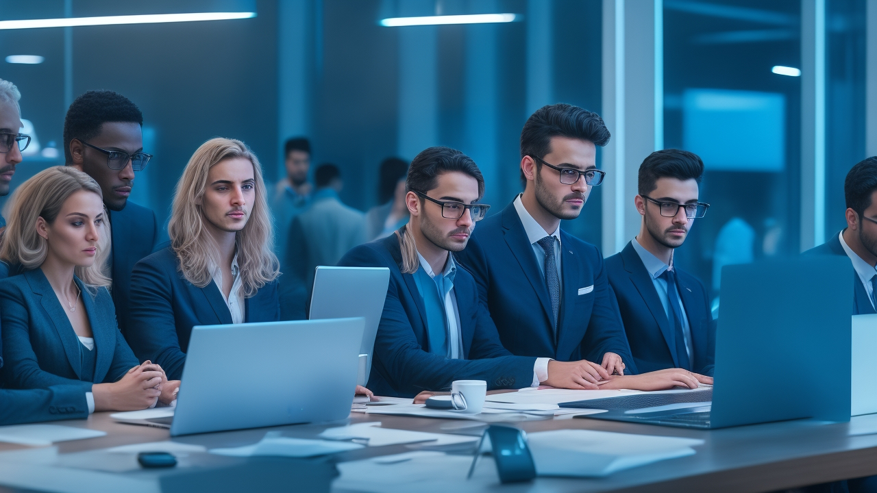 A cinematic editorial image of a diverse team of professionals in a modern Turkish tech startup office, collaborating intensely over digital devices and legal documents, with subtle visual cues of innovation and confidentiality such as light reflections resembling secure data or patent symbols softly integrated into the background, conveying a sophisticated atmosphere of intellectual property protection and entrepreneurial focus.